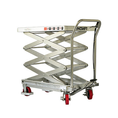 TFD15S Stainless Steel Manual Scissor Lift Cart - Heavy Duty Double/Triple Hydraulic Lift Table
